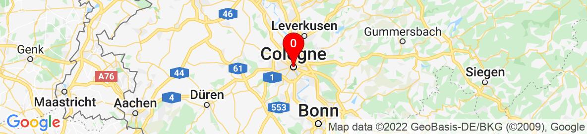 Map of Köln, Nordrhein-Westfalen, Deutschland. Weitere detaillierte Karte ist nur für registrierte Benutzer. Bitte registrieren oder einloggen.